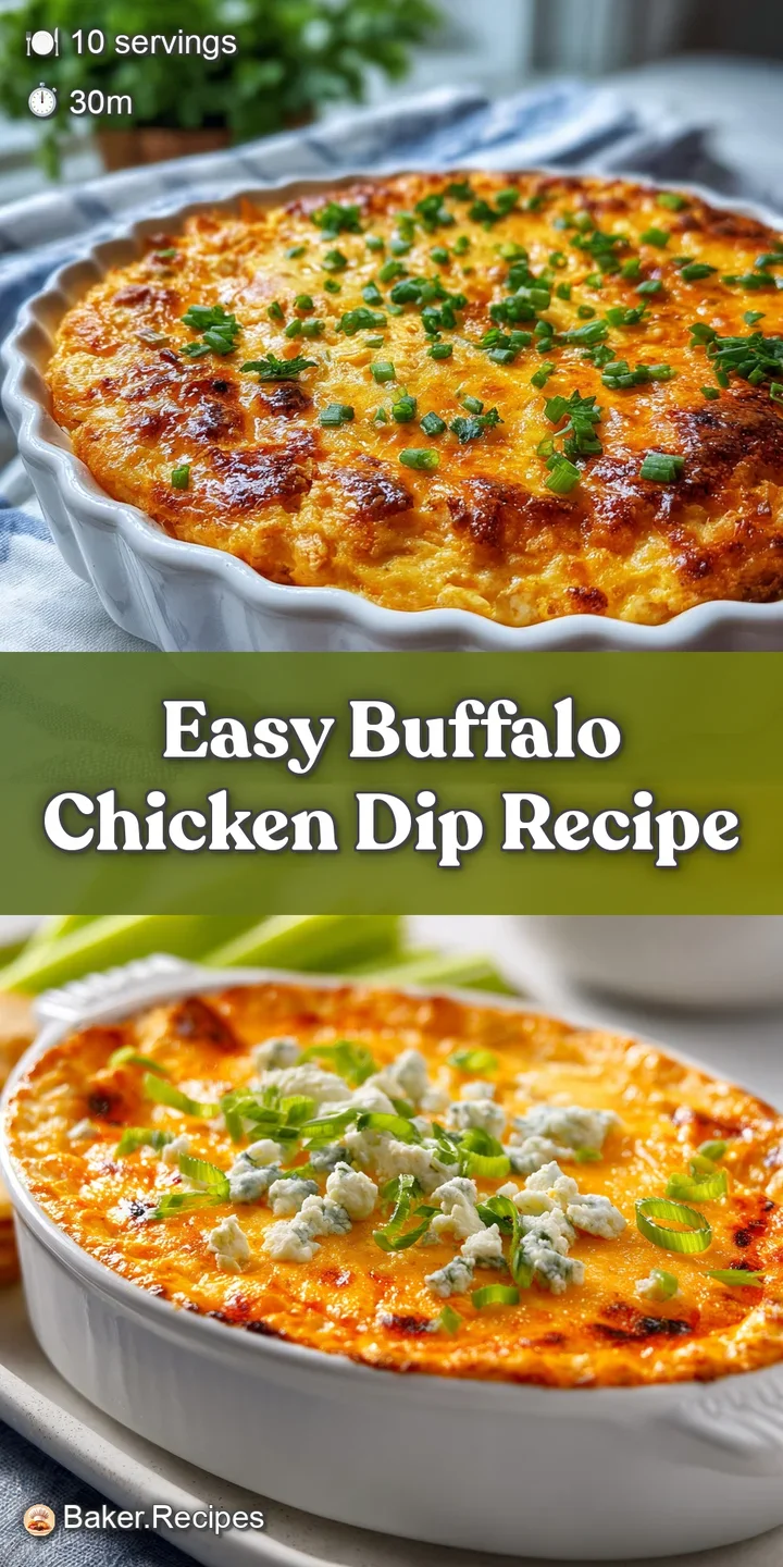 Close-up of cheesy buffalo chicken dip, with visible strands of chicken and a glistening, slightly browned surface.