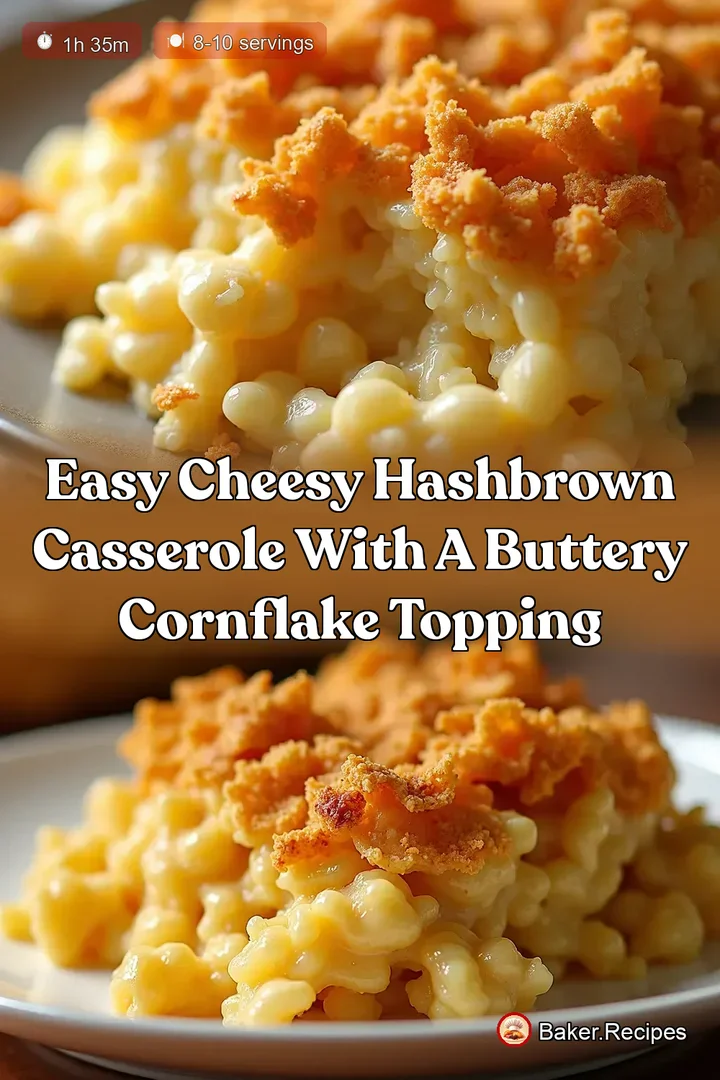 Easy Cheesy Hashbrown Casserole with a Buttery Cornflake Topping