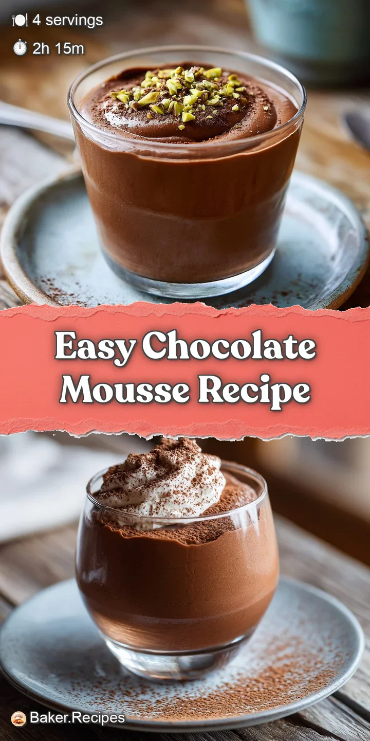 Close-up of rich, dark chocolate mousse. Note the airy texture, cocoa dusting, and glistening chocolate flecks.