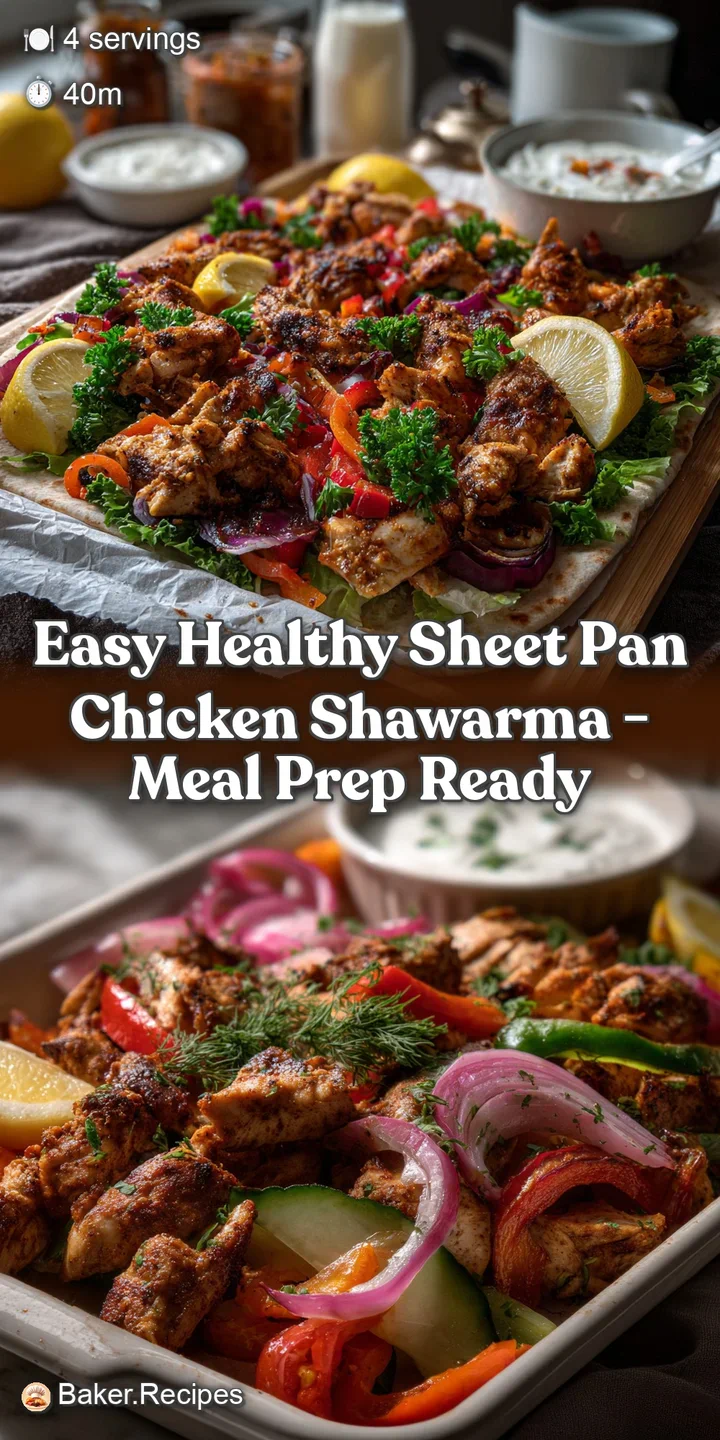 Tender, golden-brown chicken shawarma with vibrant red peppers and crisp onions, served hot from the sheet pan.