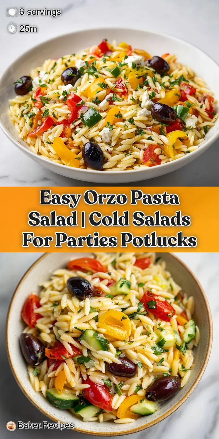 Close-up of glossy orzo coated in a shimmering lemon vinaigrette, fresh herbs scattered.