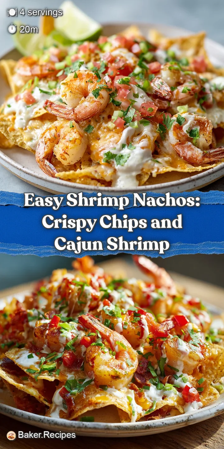 Close-up of juicy shrimp nestled in warm queso sauce, atop golden tortilla chips. Cilantro adds fresh pops of green to thi...