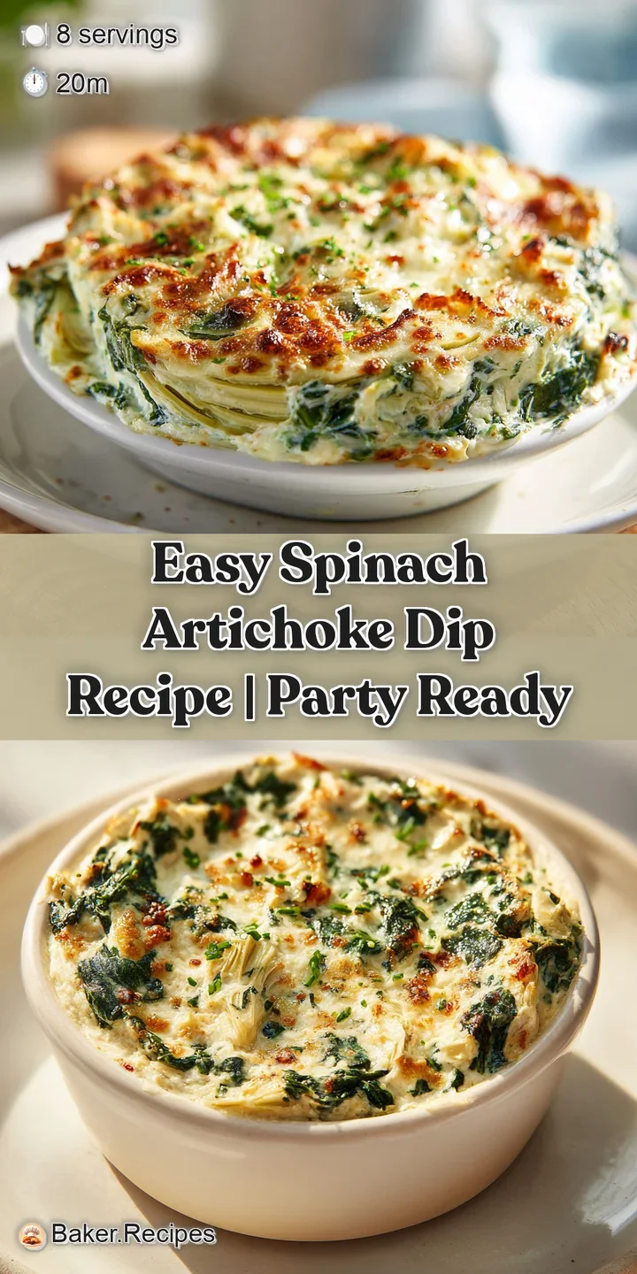 Close-up of rich, creamy spinach artichoke dip with visible chunks of artichoke and spinach. Hot steam rises from the surf...
