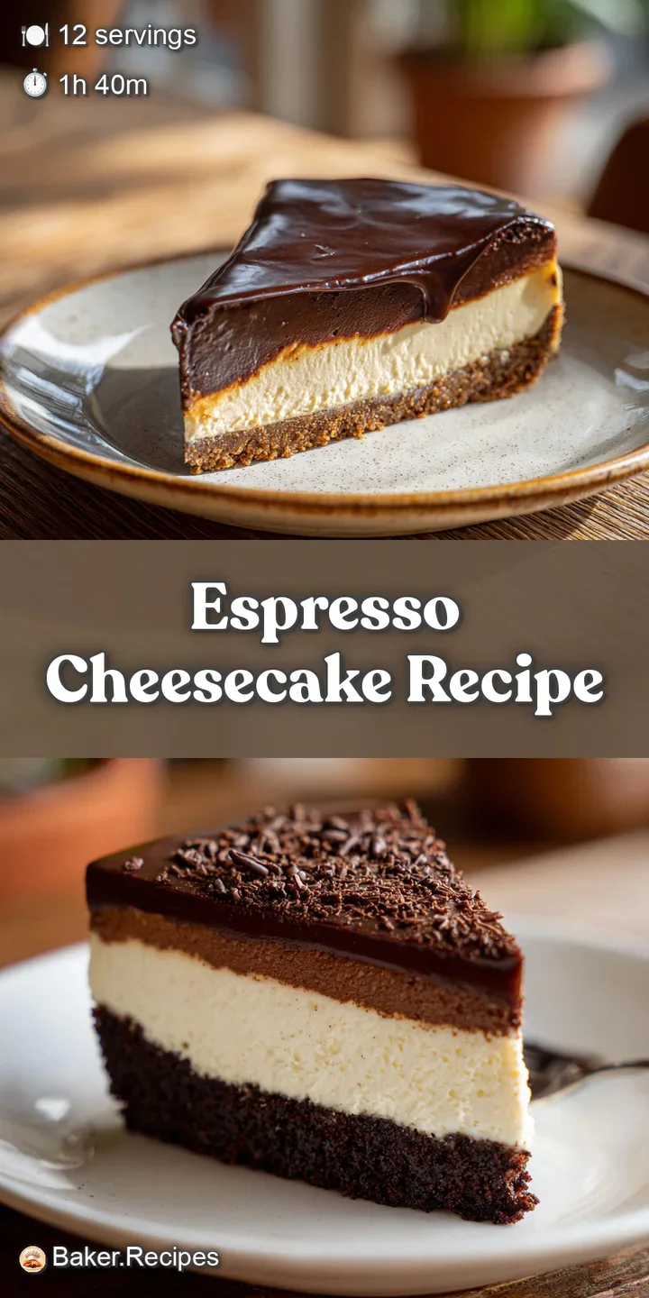 Close-up of espresso cheesecake: swirls of dark espresso in a smooth, creamy filling, hinting at a rich and decadent coffe...