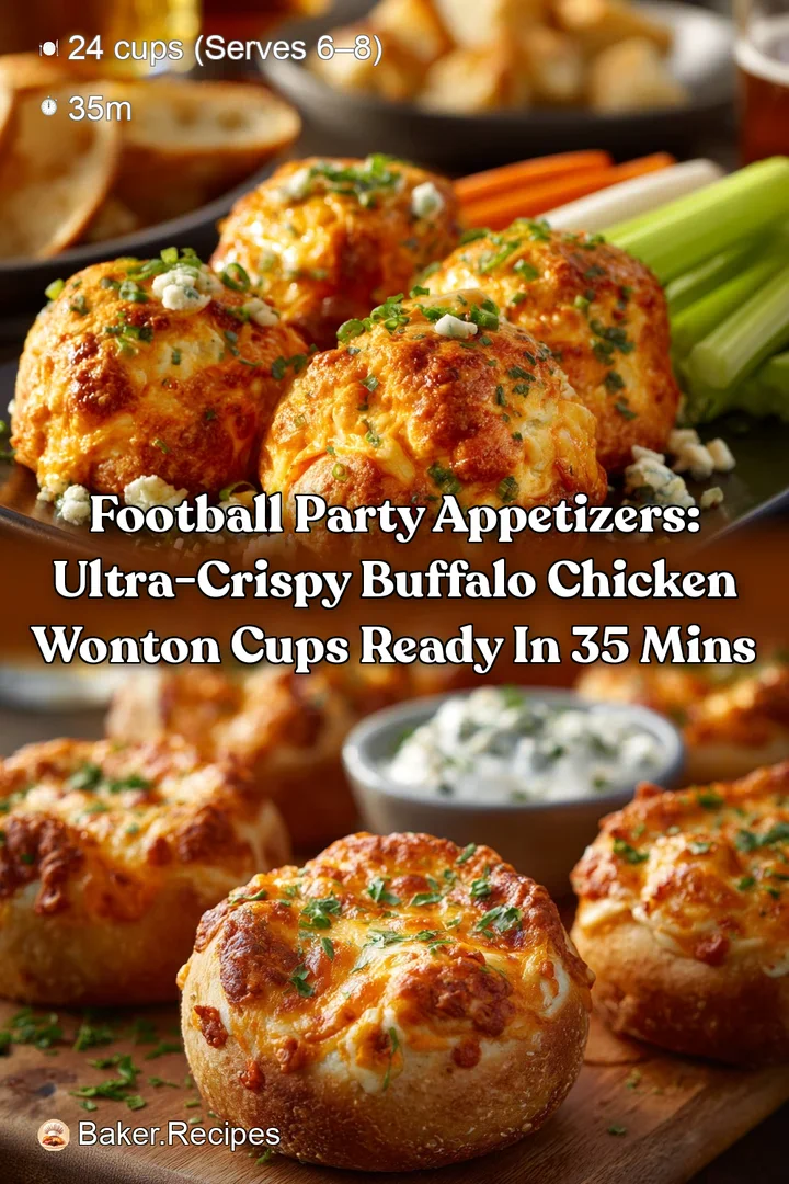 Football Party Appetizers: Ultra-Crispy Buffalo Chicken Wonton Cups Ready in 35 Mins