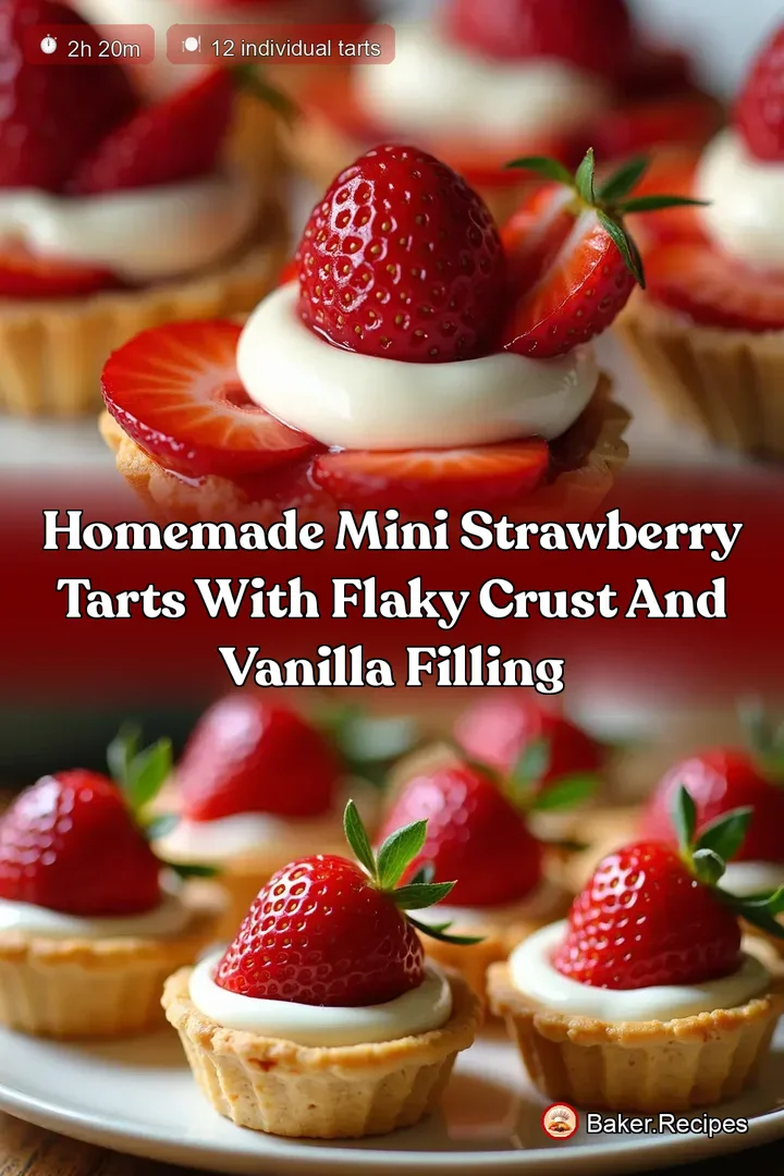 Homemade Mini Strawberry Tarts with Flaky Crust and Vanilla Filling