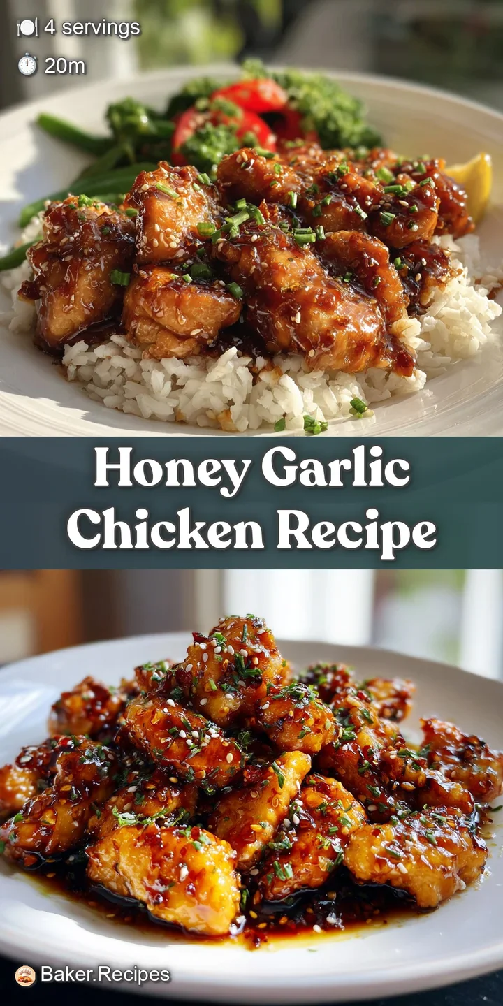 Close-up of sticky, caramelized honey-garlic chicken. Crisp edges, juicy interior, beckoning with its savory-sweet glaze.