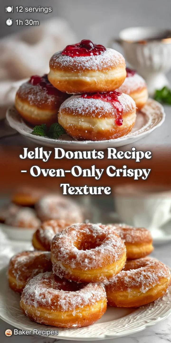 Close-up reveals a crispy yet soft baked donut dusted in powdered sugar. Warm, inviting texture begging for a bite.