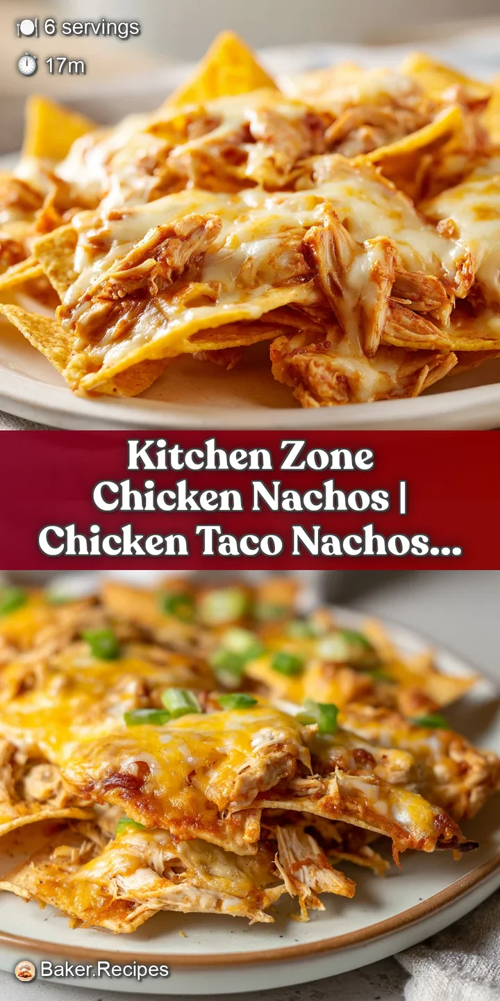 Macro shot of gooey, melted cheese stretching from a crispy chip topped with seasoned chicken and sliced green onions.