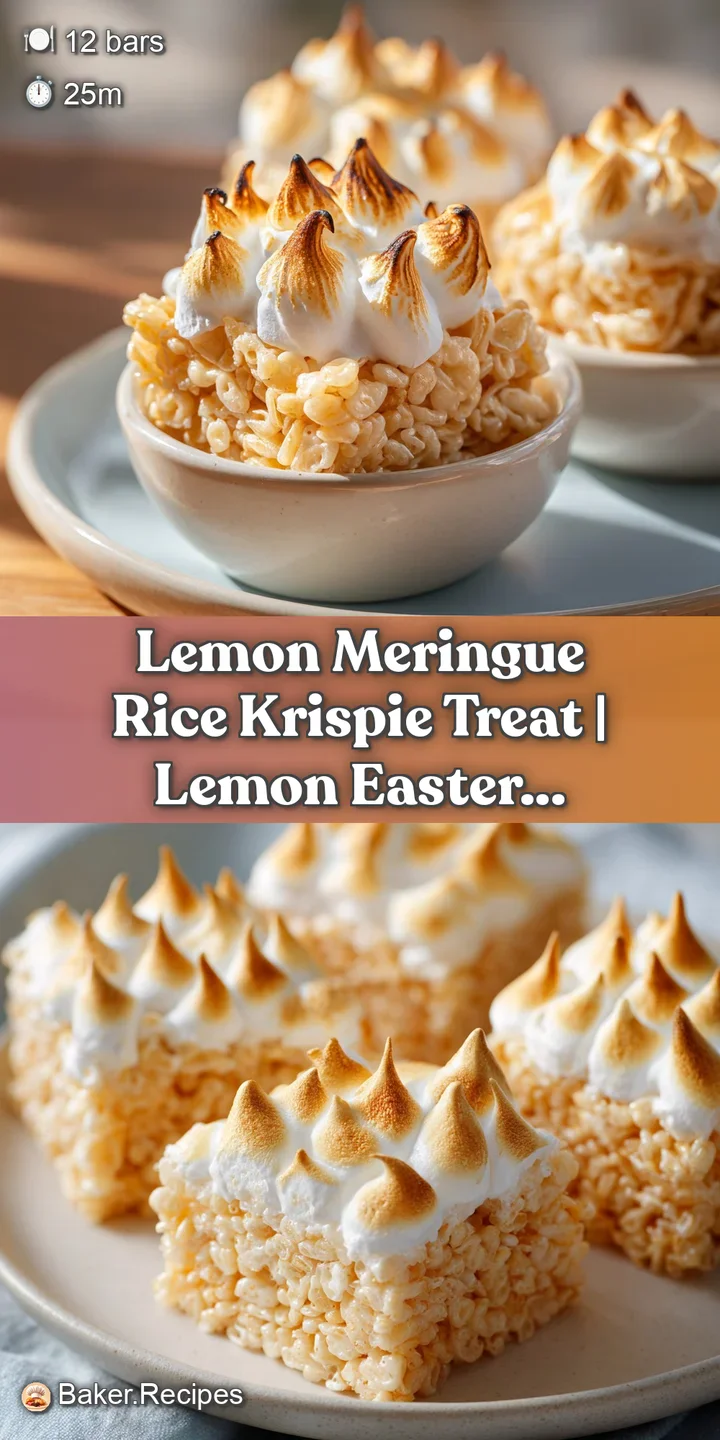 Macro shot of fluffy white meringue swirls over a smooth yellow lemon layer and a bumpy, toasted cereal base.