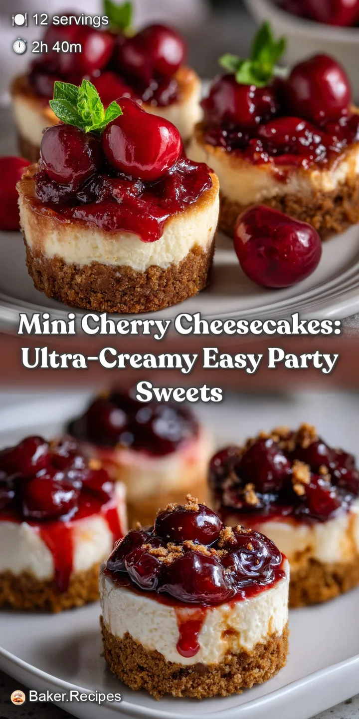 Mini Cherry Cheesecakes: Ultra-Creamy Easy Party Sweets