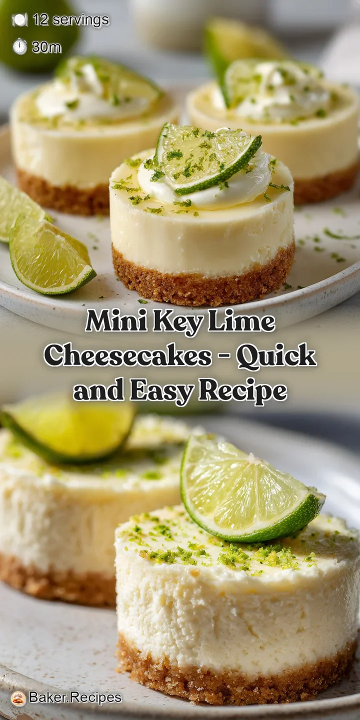Close-up of a creamy, smooth mini key lime cheesecake with a bright green center and crumbly crust.