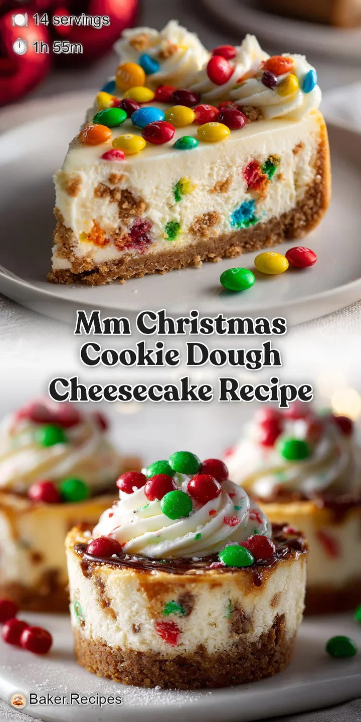 Close-up of Christmas cheesecake bar; swirls of cookie dough, rich creamy filling, and colorful sprinkles create a temptin...