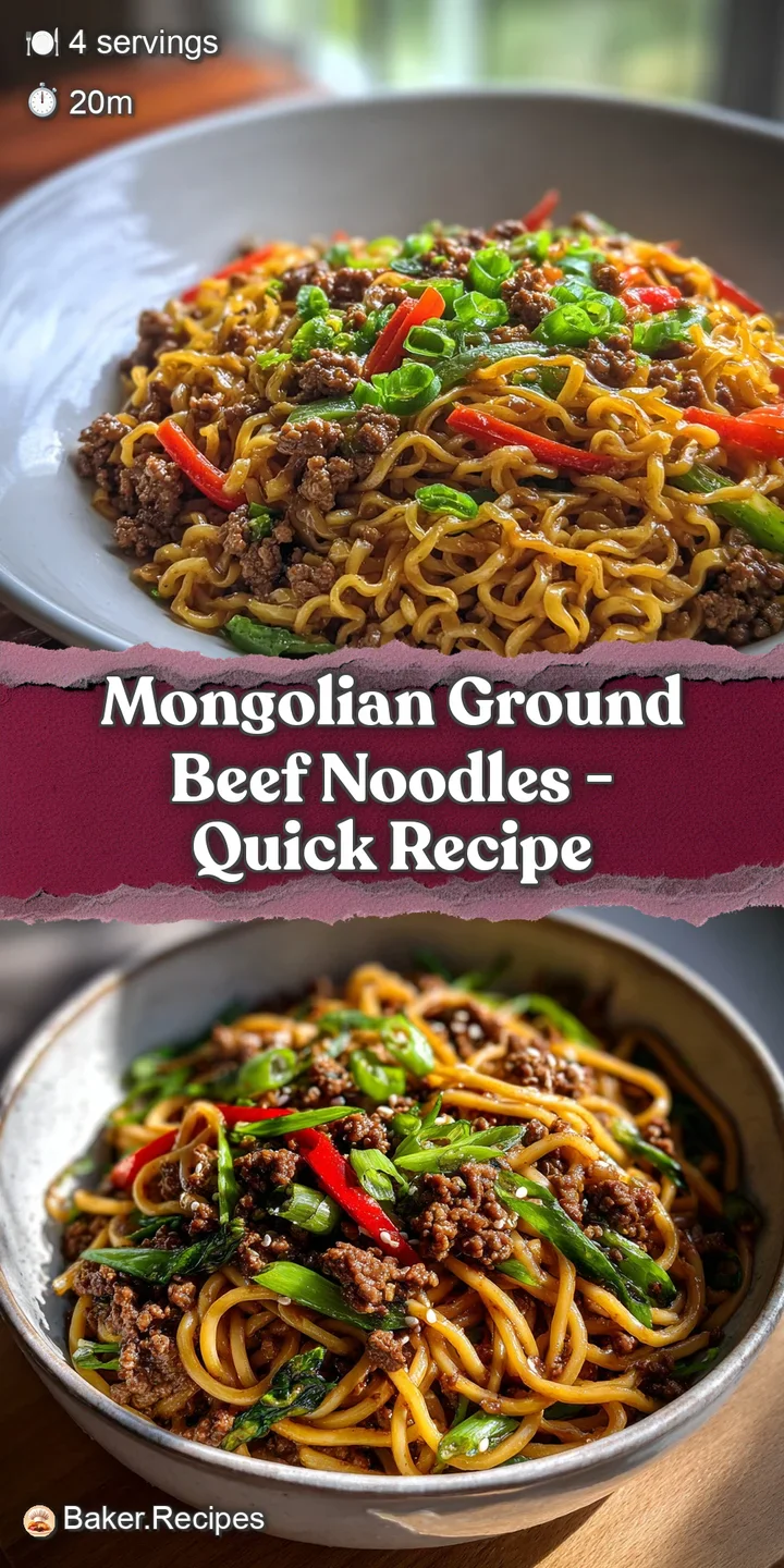 Close-up showcases the rich, dark sauce coating savory ground beef and noodles, with a tempting sheen of oils and visible ...