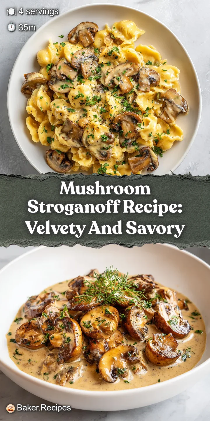 Appetizing close-up of mushroom stroganoff. Rich, creamy sauce coats tender mushrooms, promising savory, earthy flavors.