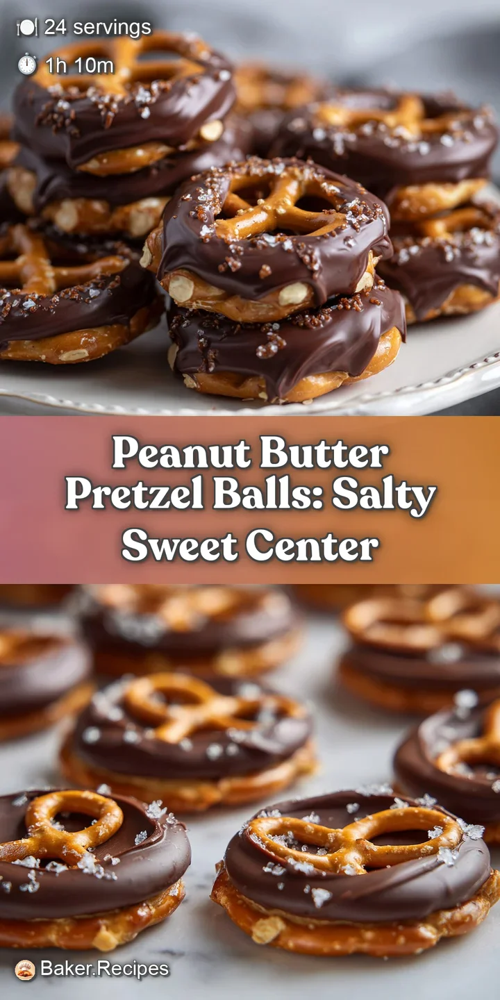 Close-up of a peanut butter pretzel ball, showcasing the sugary coating and the pretzel pieces studded on the round surface.