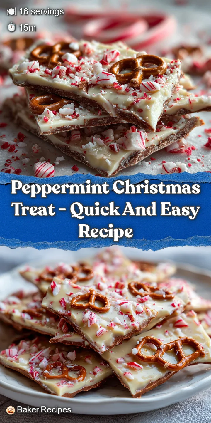 Close-up capturing peppermint bark's details: the marbled chocolate, crushed peppermint pieces, and a tempting, slightly m...