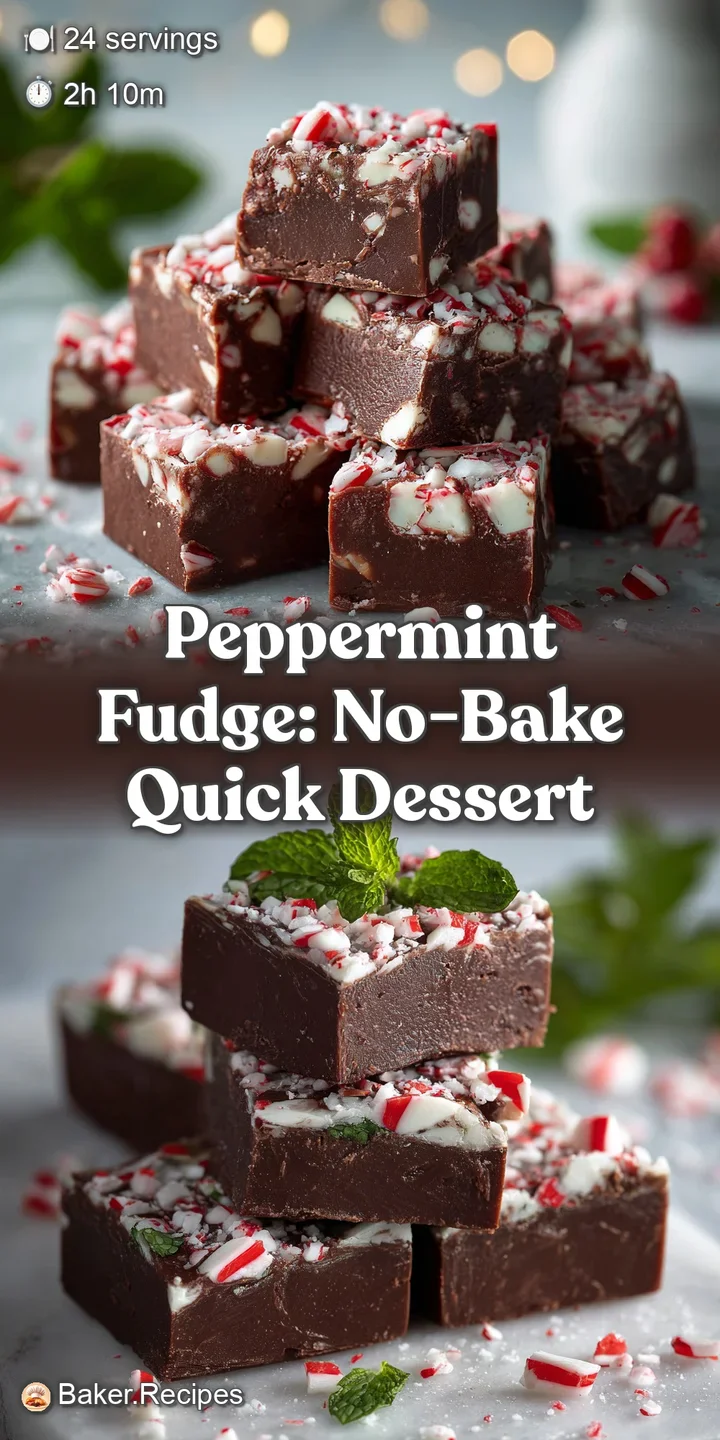 Close-up of peppermint fudge highlighting the soft, melt-in-your-mouth texture and the vibrant contrast of chocolate and p...
