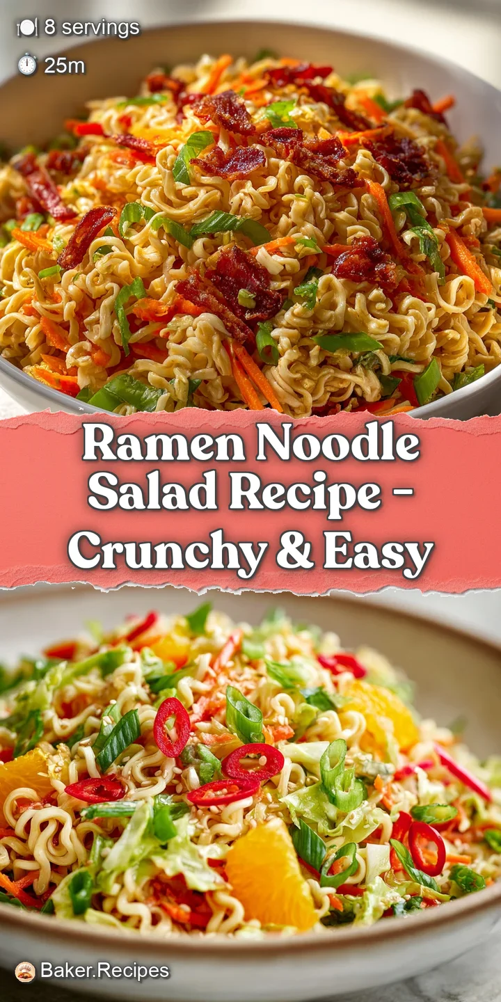 Close-up of ramen noodle salad. Sesame seeds sparkle, and the sauce creates an irresistible sheen on the noodles.