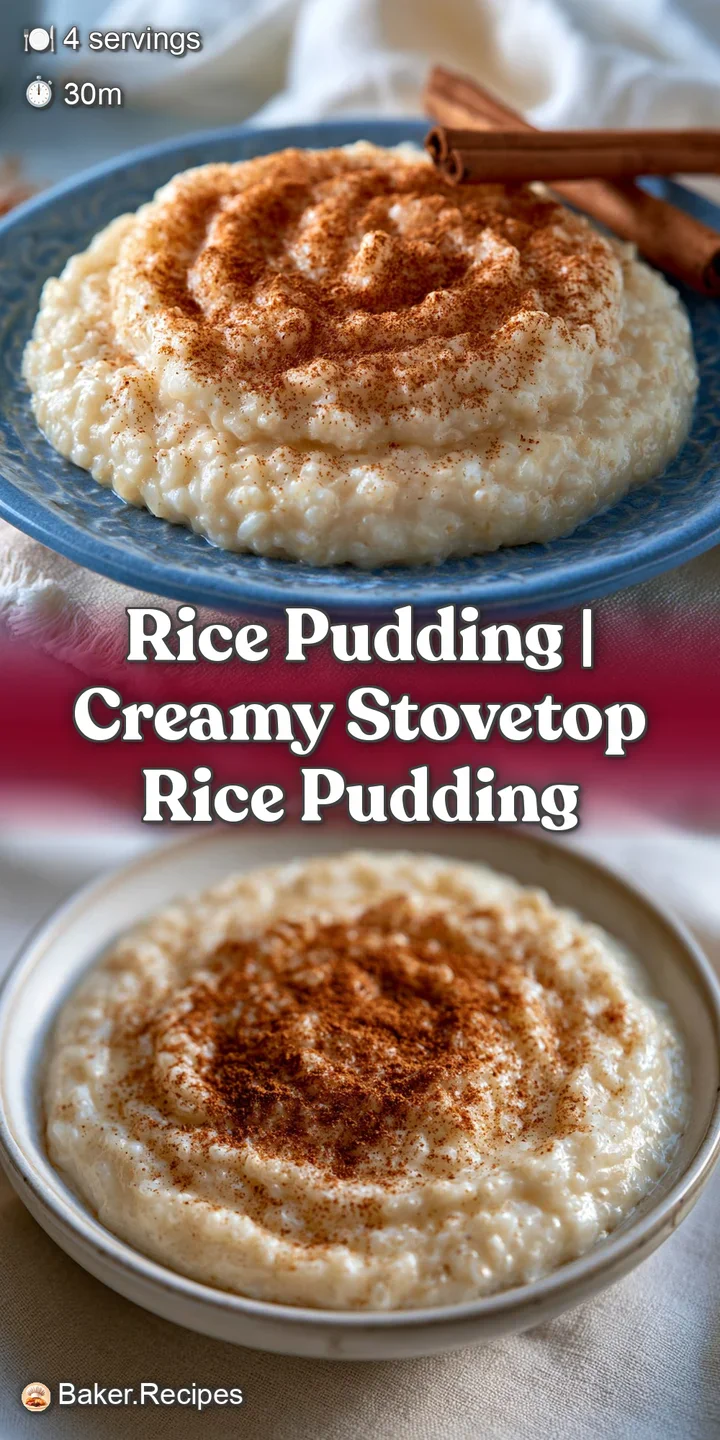 Extreme close-up of creamy rice grains swimming in a rich vanilla sauce with a dusting of warm cinnamon spice.