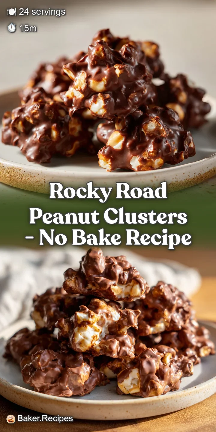 Close-up of a rich, dark chocolate cluster, showcasing textured peanuts and soft mini-marshmallows.