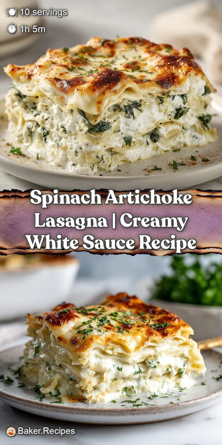 Close-up of a forkful of steaming spinach and artichoke lasagna, rich with creamy sauce and cheese.