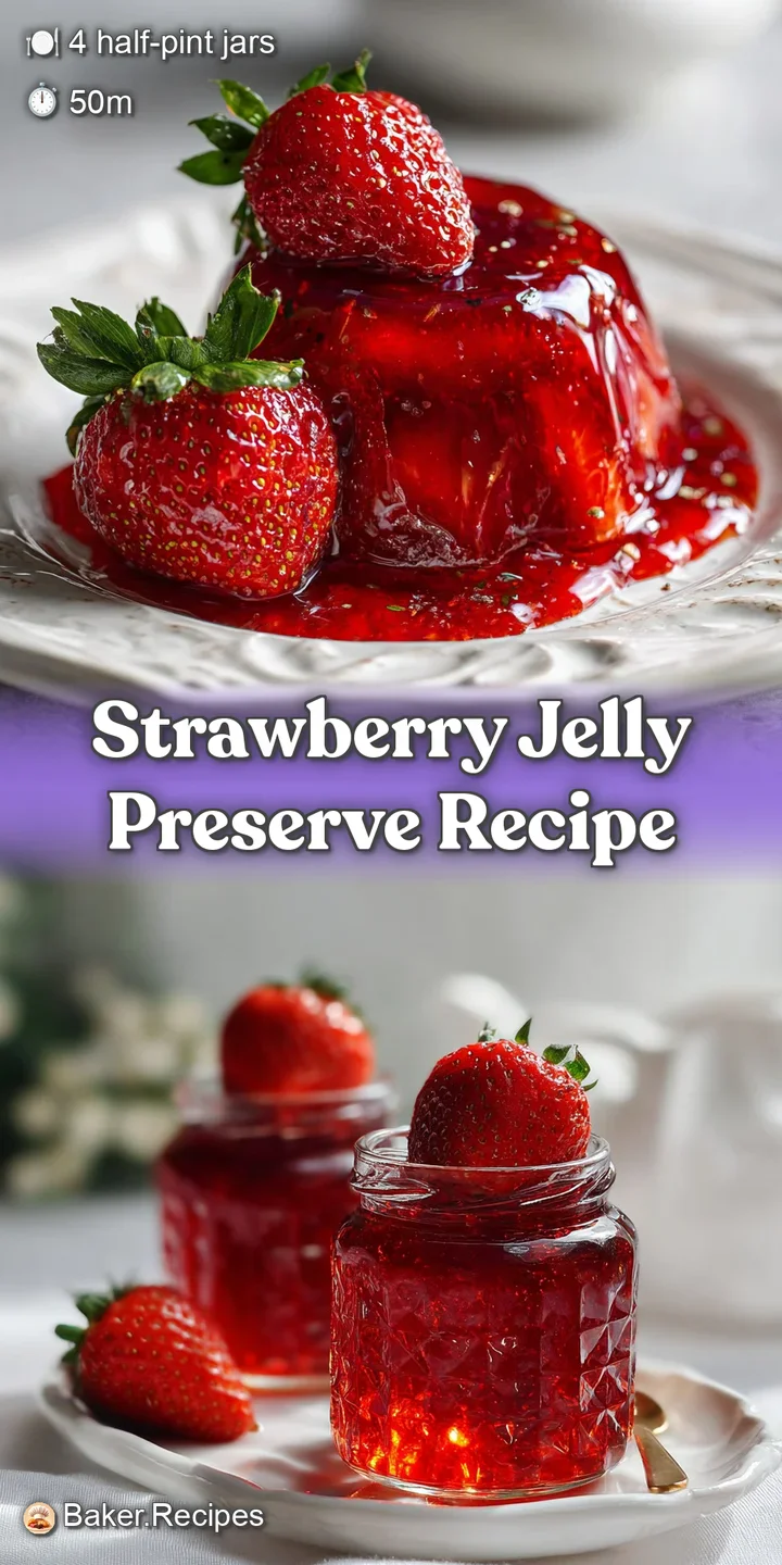 Close-up of homemade strawberry jelly: sweet scent, glistening, deep red; inviting and perfectly preserved.
