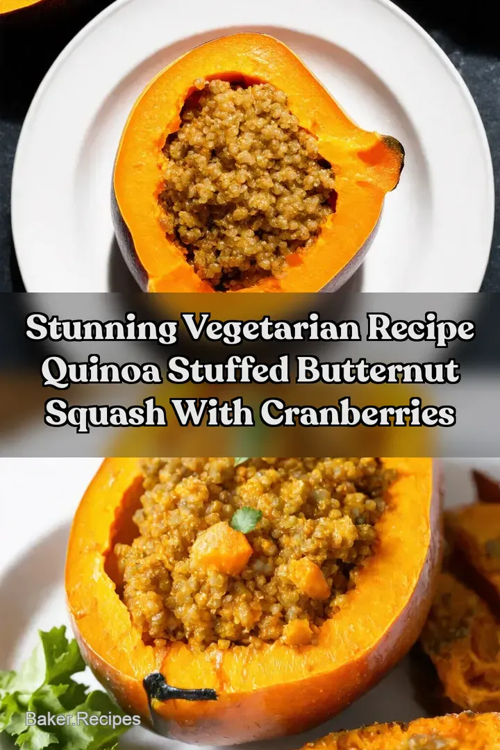 Stunning Vegetarian Recipe Quinoa Stuffed Butternut Squash with Cranberries