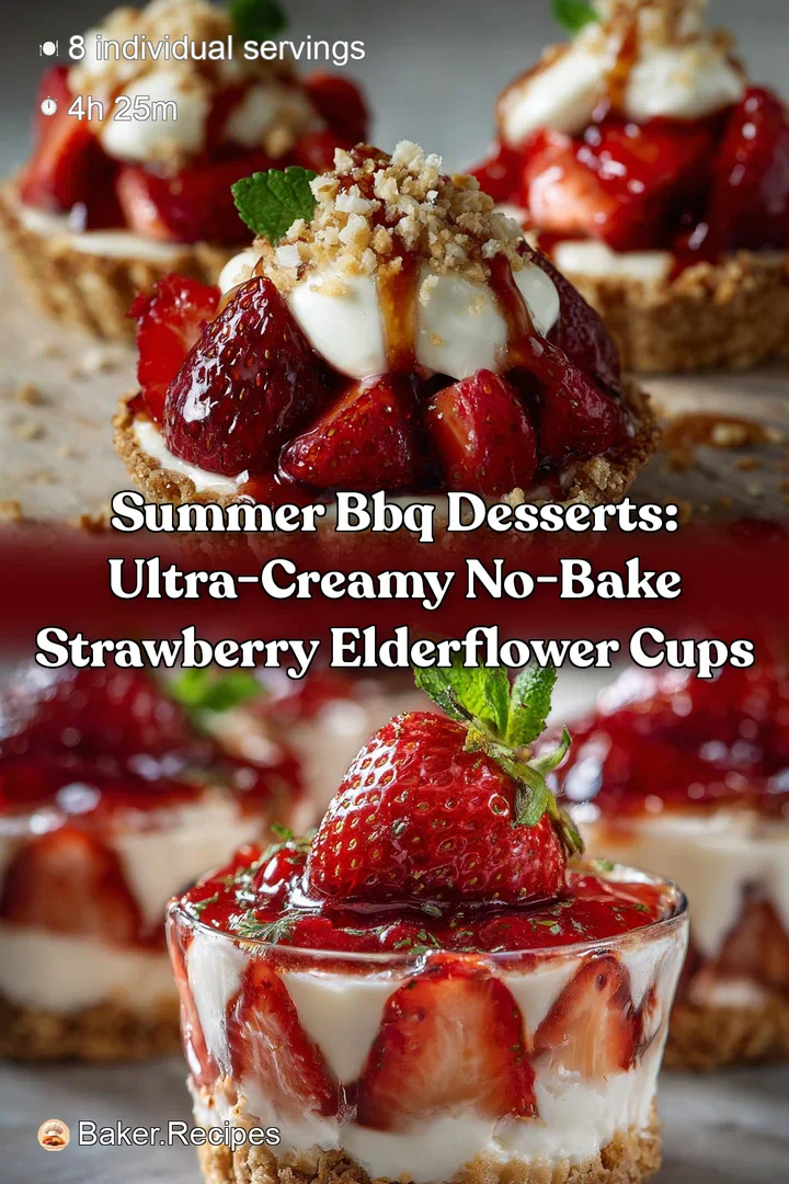 Summer BBQ Desserts: Ultra-Creamy No-Bake Strawberry Elderflower Cups