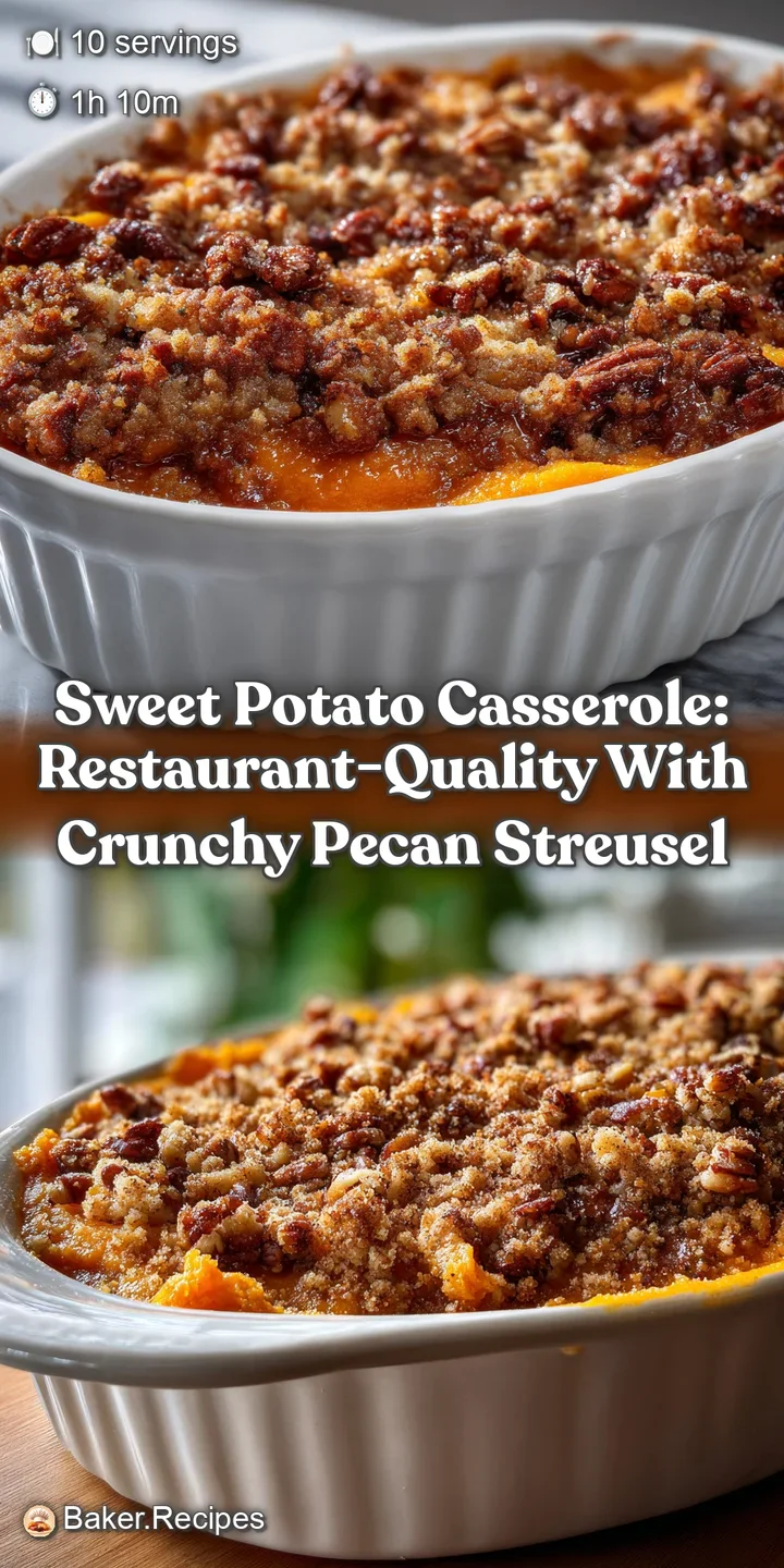 Sweet Potato Casserole: Restaurant-Quality with Crunchy Pecan Streusel