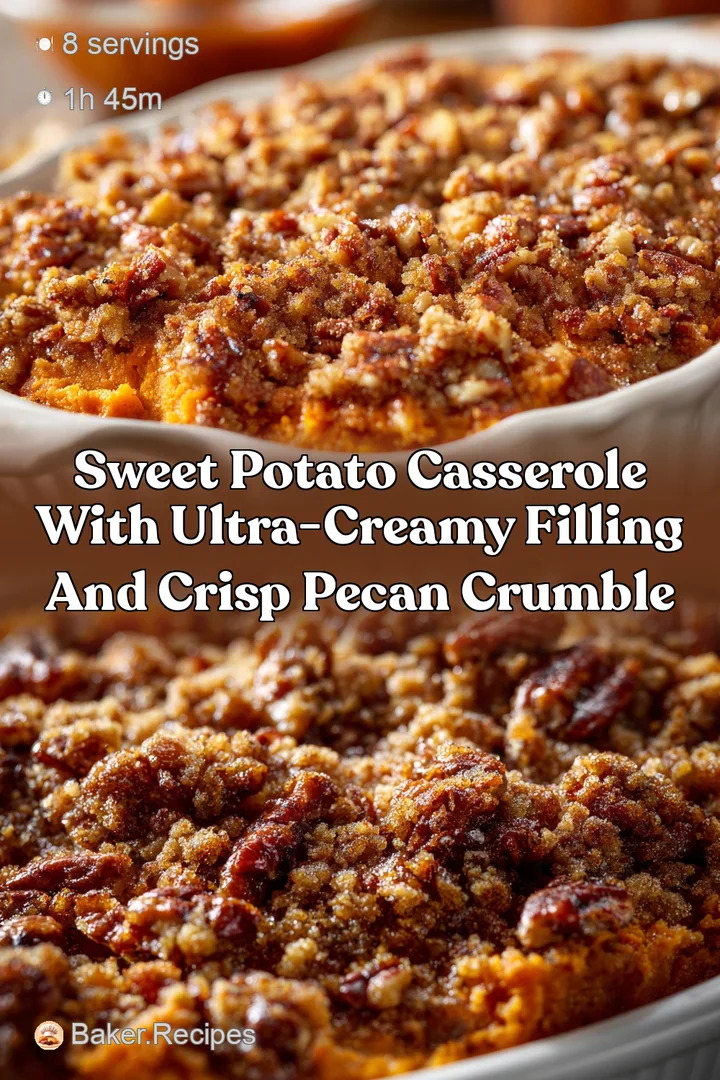 Sweet Potato Casserole with Ultra-Creamy Filling and Crisp Pecan Crumble