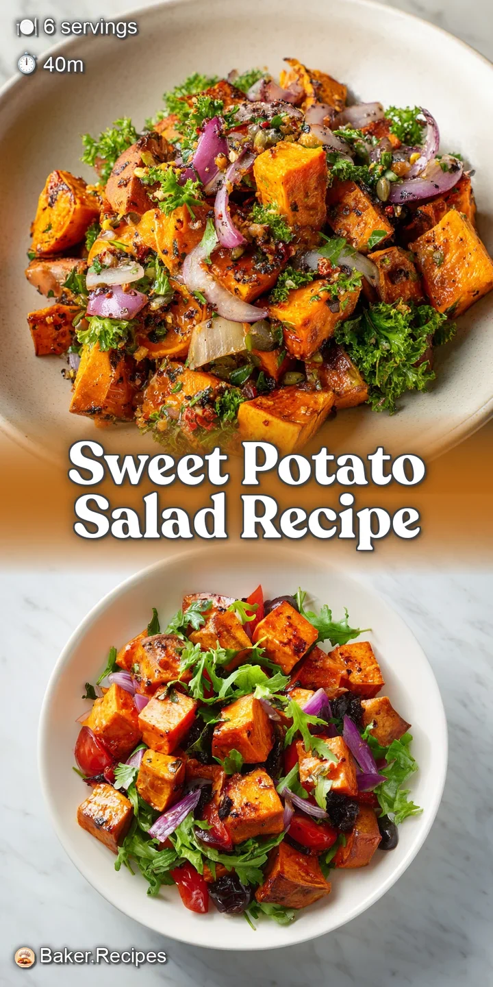 Close-up of golden caramelized sweet potato cubes with glistening edges and a sprinkling of flaky sea salt.