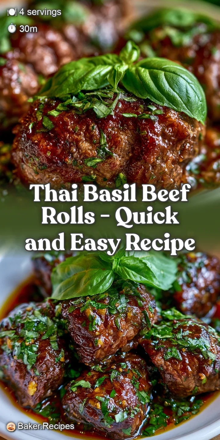 Macro shot of glistening beef rolls showing juicy meat and fragrant basil leaves coated in a rich, dark glaze.