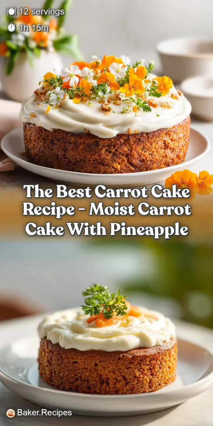 Close-up view of a tender carrot cake crumb with visible grated carrots, layered with smooth, white cream cheese frosting.