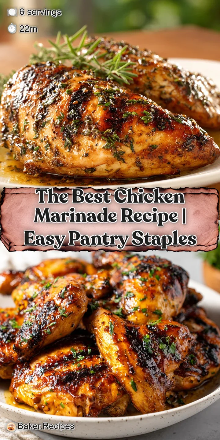 Close-up of glistening marinated chicken, herbs clinging to the surface, promising a flavorful and juicy meal, showcasing ...