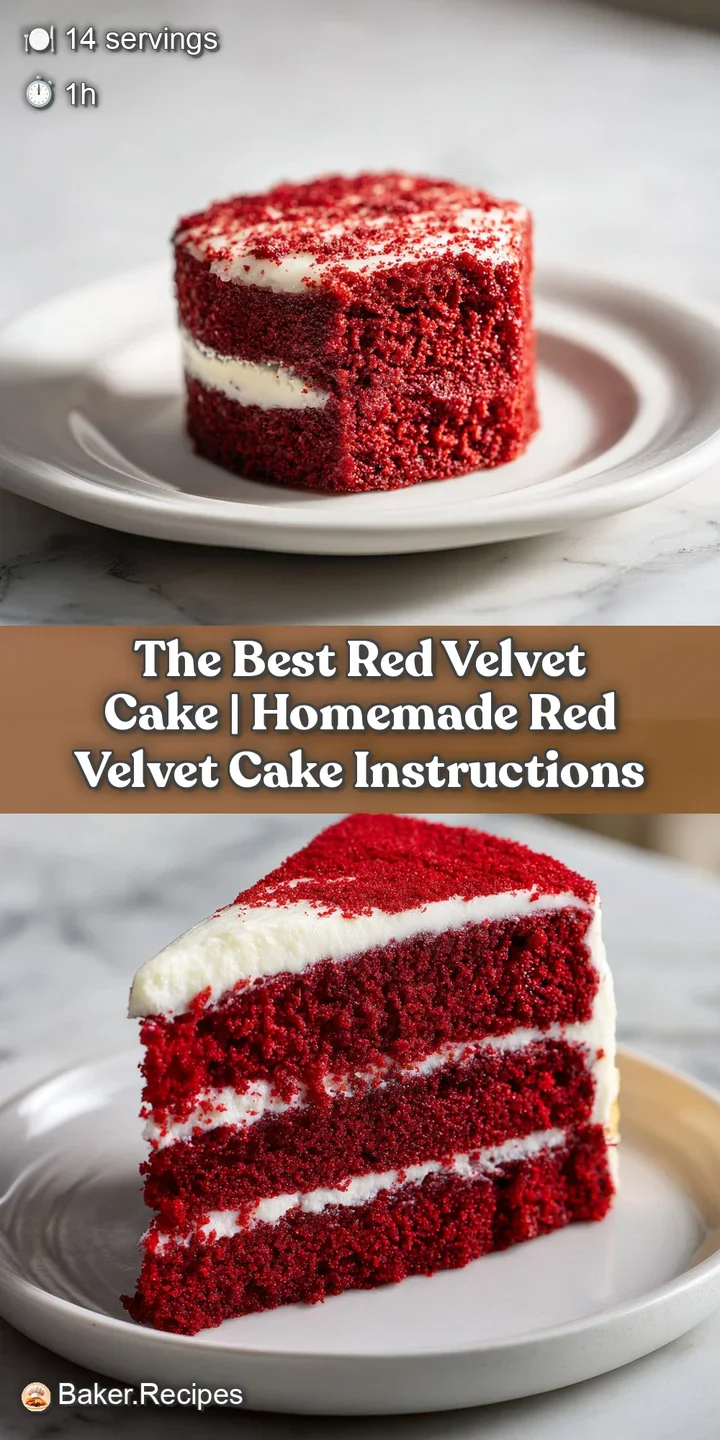 Close-up of bright red cake texture with smooth, white frosting and delicate chocolate flecks.