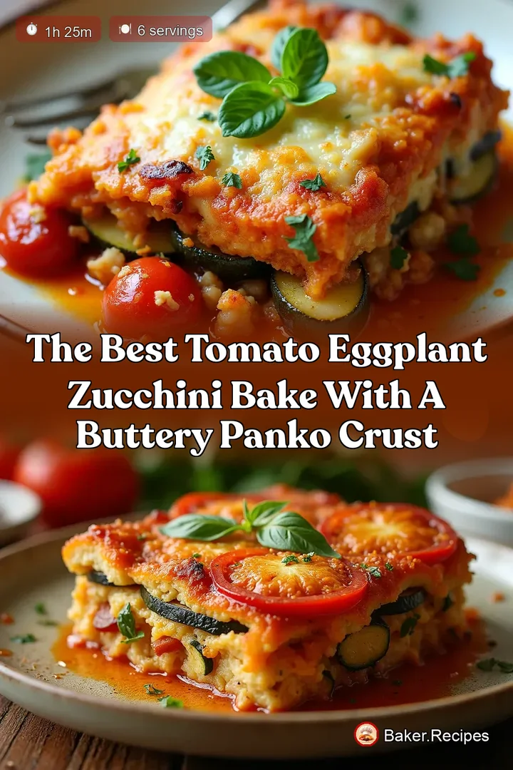 The Best Tomato Eggplant Zucchini Bake with a Buttery Panko Crust