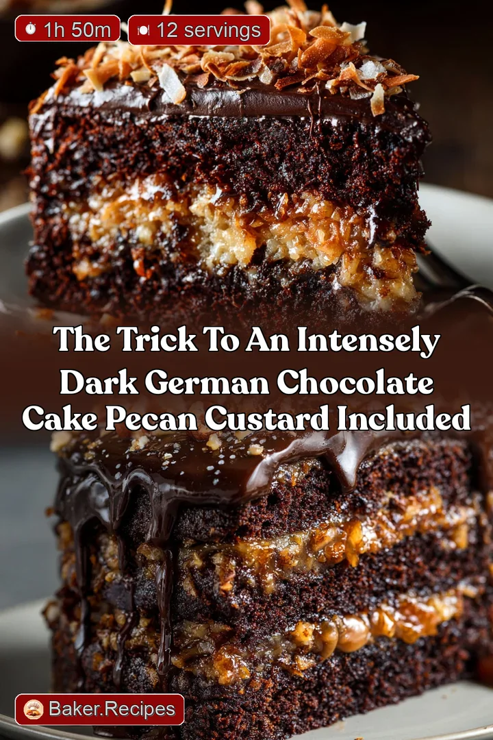 The Trick to an Intensely Dark German Chocolate Cake Pecan Custard Included
