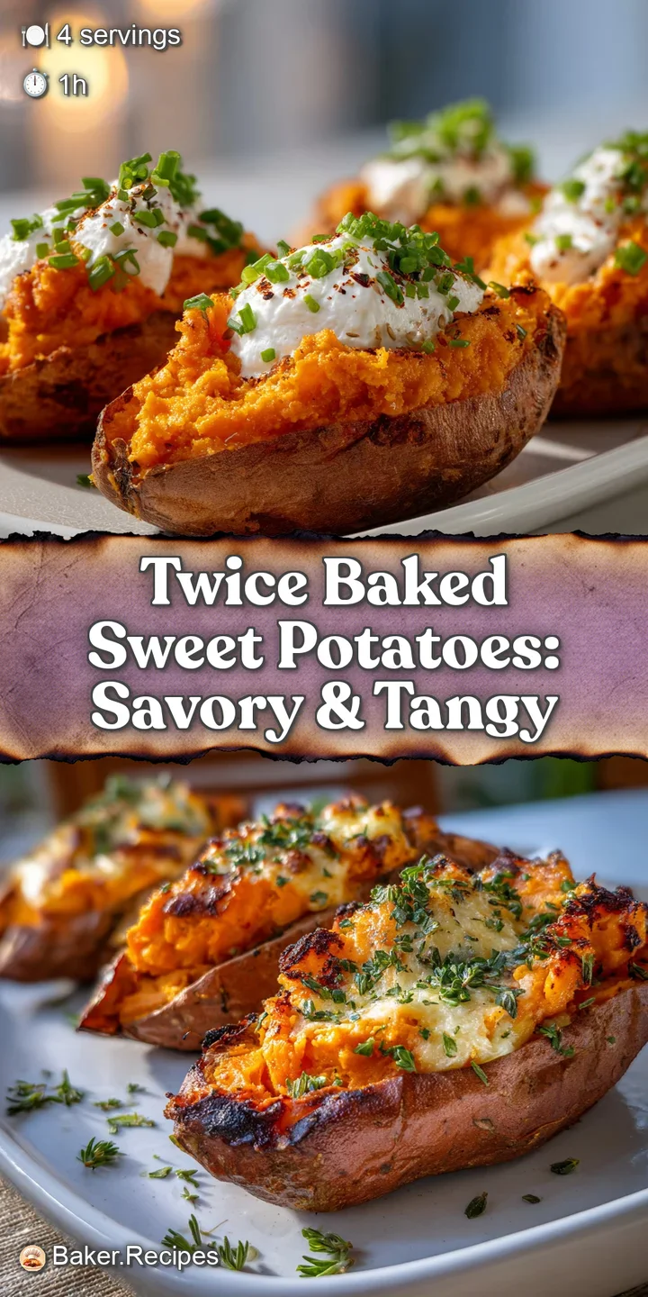 Close-up of a twice baked sweet potato showcasing the fluffy, creamy texture and slightly caramelized surface with flecks ...