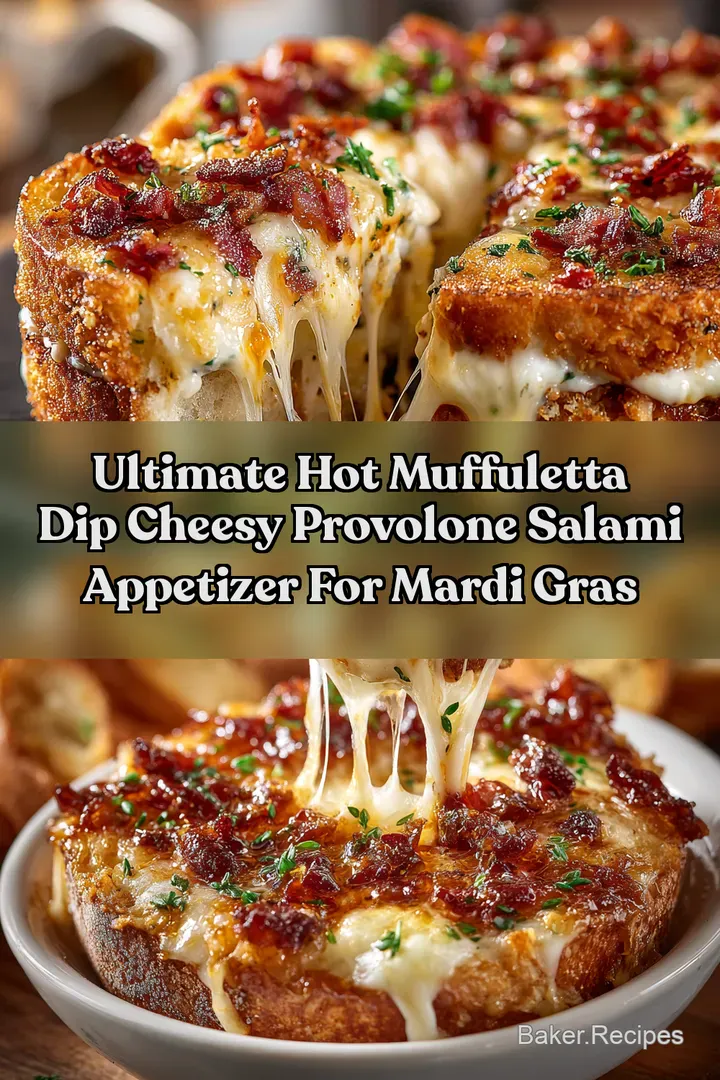 Ultimate Hot Muffuletta Dip Cheesy Provolone Salami Appetizer for Mardi Gras