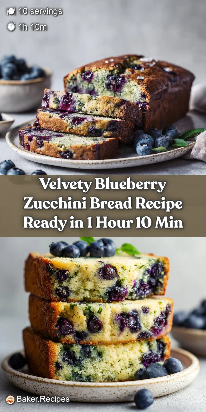 Close-up of blueberry zucchini bread showcasing plump blueberries, a golden crumb, and a glistening moist texture within.