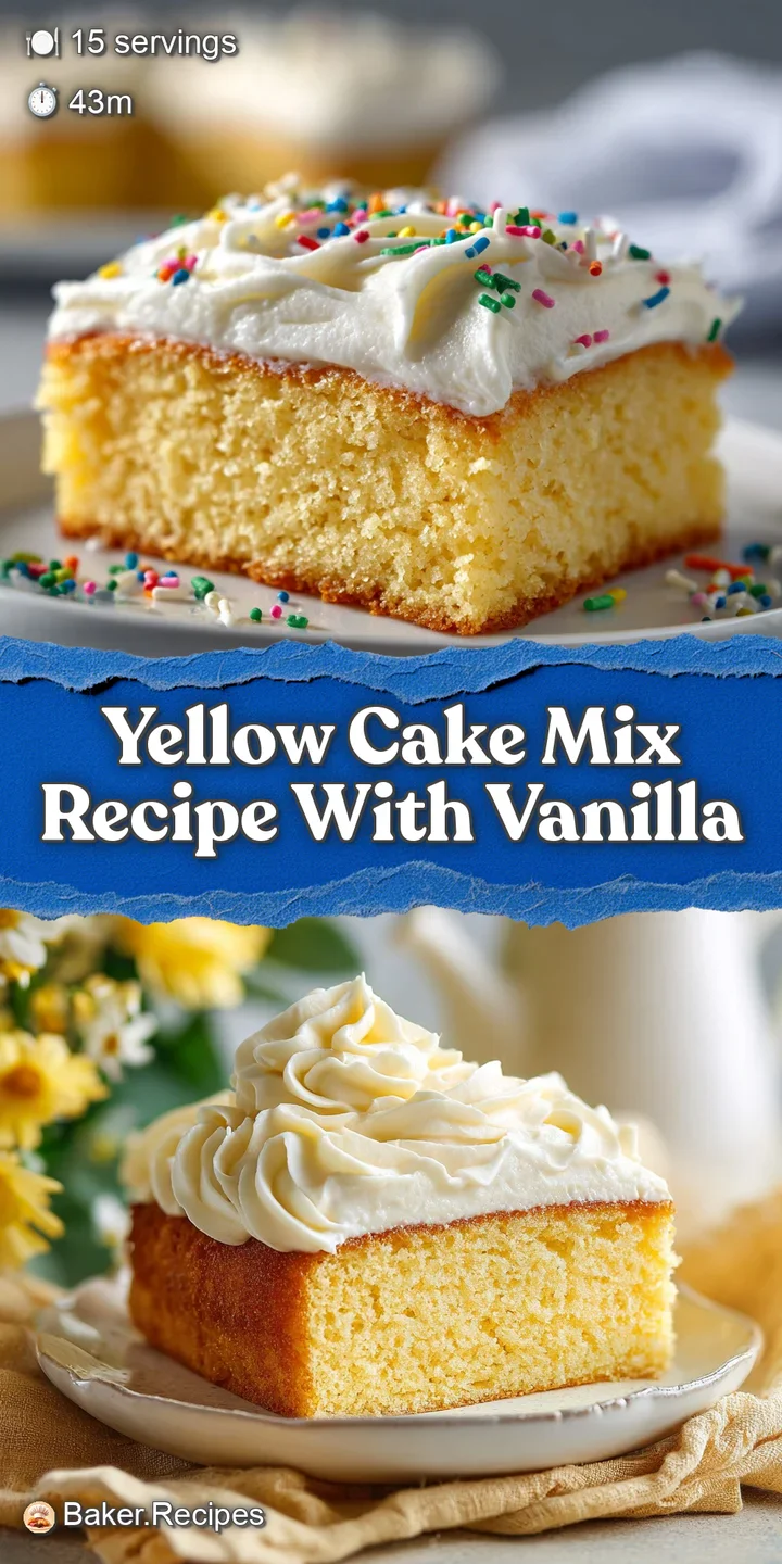 Close-up of moist yellow cake, showing soft texture and thick vanilla frosting with a light sheen, ready to be devoured.