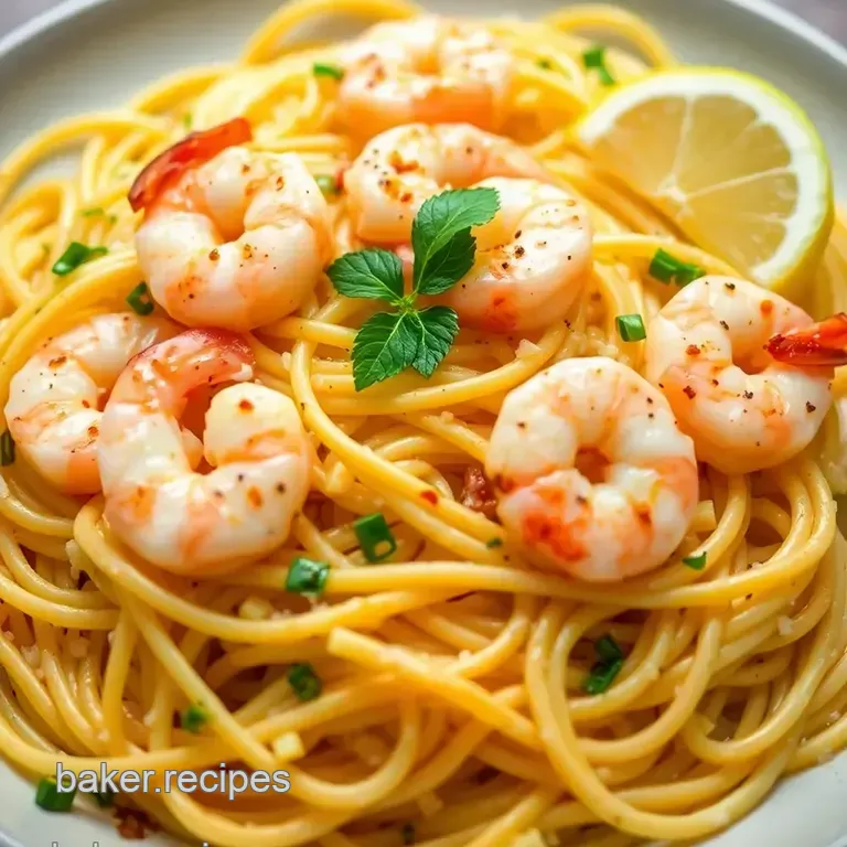 30-Minute Lemon Garlic Shrimp Pasta presentation