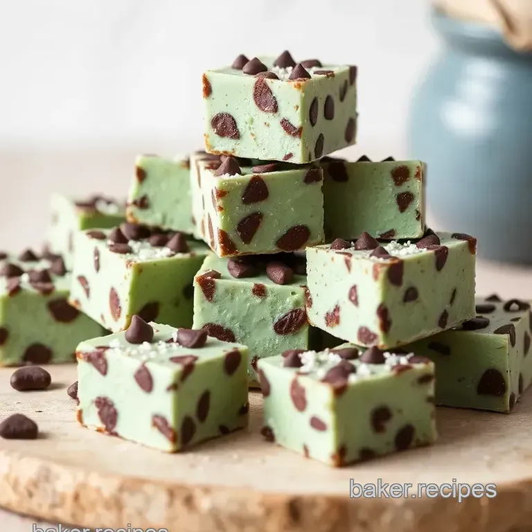 Decadent No-Bake Andes Mint Chocolate Chip Fudge presentation