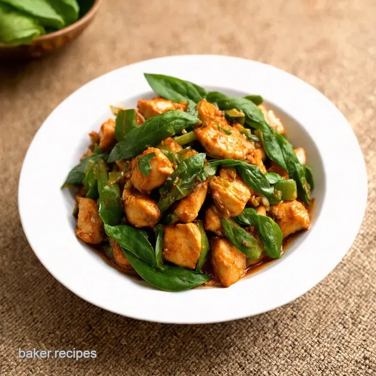 Authentic Thai Basil Chicken Pad Kra Pao Gai presentation