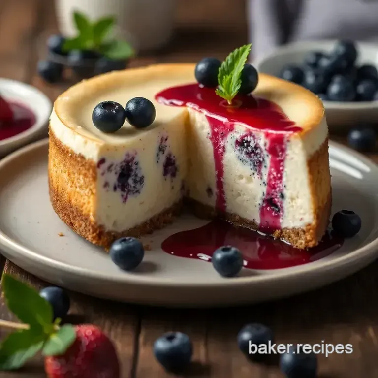 Blueberry Swirl Cheesecake presentation