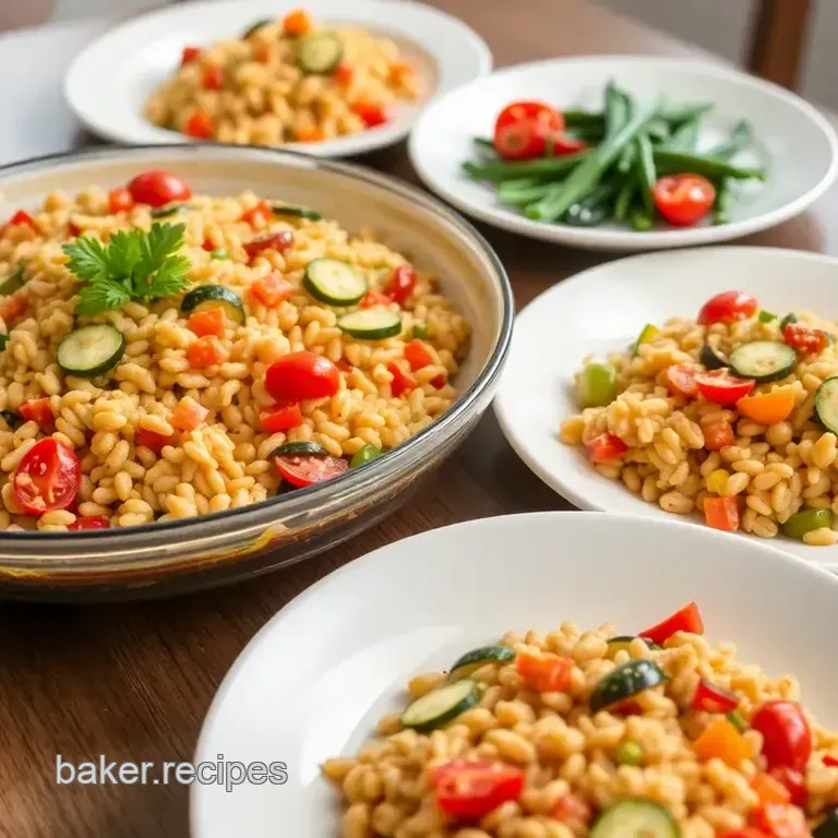 Orzo Dump and Bake Vegetarian Recipe presentation