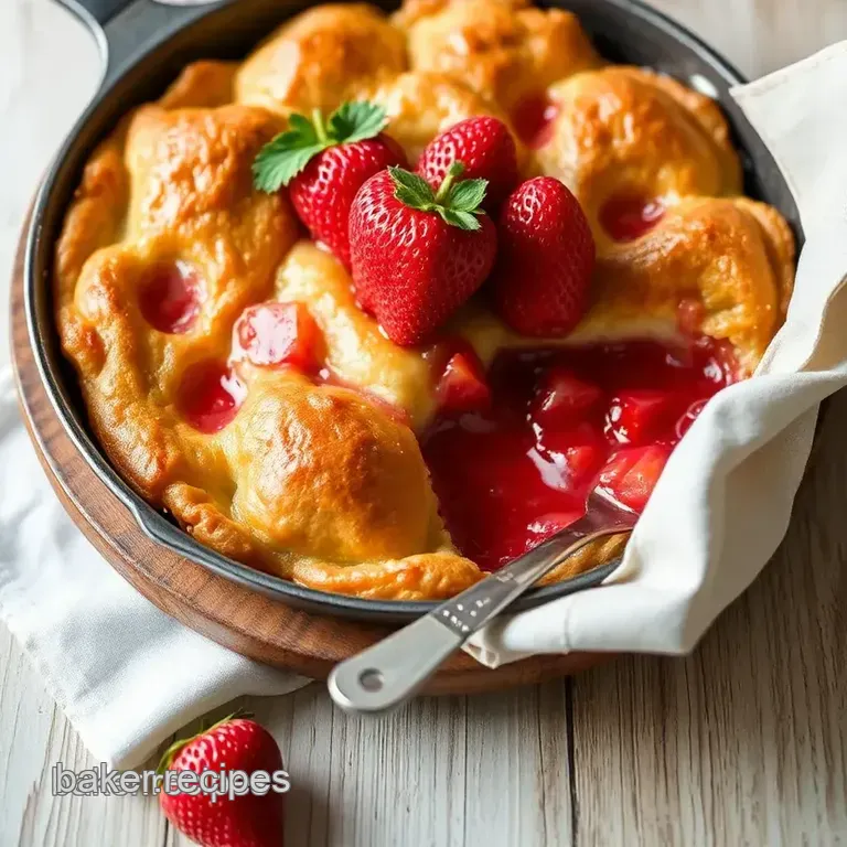 Bake Strawberry Dumpling Skillet Cake presentation