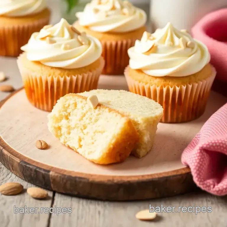 Bake Vanilla Almond Cupcakes with White Chocolate presentation