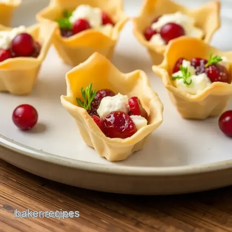 Phyllo Cups with Cranberry Goat Cheese Filling presentation